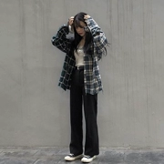 [Muzly] Hàn Quốc in cực kỳ ridic màu kẻ sọc dài tay áo + tối cao eo quần phù hợp với
