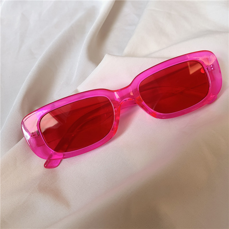 Jelly Square & Rose Red【 smug senior 】 Minority Designer Flat square Polarized light Sunglasses Sunglasses female Large frame Show thin veil glasses