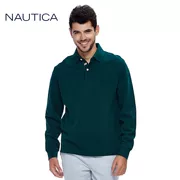 Nautica Nordika nam trung niên giản dị ve áo màu rắn dài tay áo polo rộng kích thước lớn áo thun nam dài tay