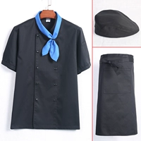 Черная футболка, фартук, берет, шейный платок, короткий рукав