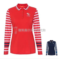 Ưu đãi đặc biệt mùa thu 2019 Hàn Quốc mua quần áo golf nữ PALMSPRING * áo thun dài tay sọc golf - Thể thao sau bộ quần áo adidas nữ mùa hè