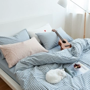 Bông rửa sạch giường cotton bốn bộ của Bắc Âu phong cách đơn giản cotton quilt quilt cover màu rắn tấm ga trải giường giường sản phẩm giường