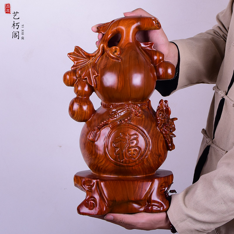 花梨實木雕葫蘆擺件大號風水招財客廳辦公家居裝飾擺設紅木工藝品