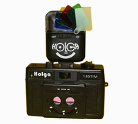 LOMO máy ảnh HOLGA135TIM hồng nửa lưới lưới đôi máy 135 phim camera 15 S bốn màu nhấp nháy đèn máy chụp hình lấy liền