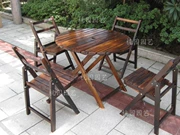 Carbonized gỗ chất bảo quản gỗ ngoài trời vườn bảng thanh và ghế đồ gỗ ngoài trời ban công giải trí gấp bàn tròn và ghế