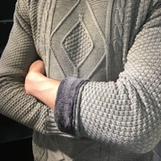 Áo len nam mùa thu và mùa đông của nam giới cộng với áo len cổ tròn dày nhung