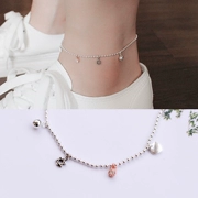 Ngôi sao chuông Hàn Quốc s925 sterling bạc vòng chân nữ sinh viên thời trang hoang dã đơn giản phiên bản tiếng Nhật và Hàn Quốc của Sen cá tính phong cách mới