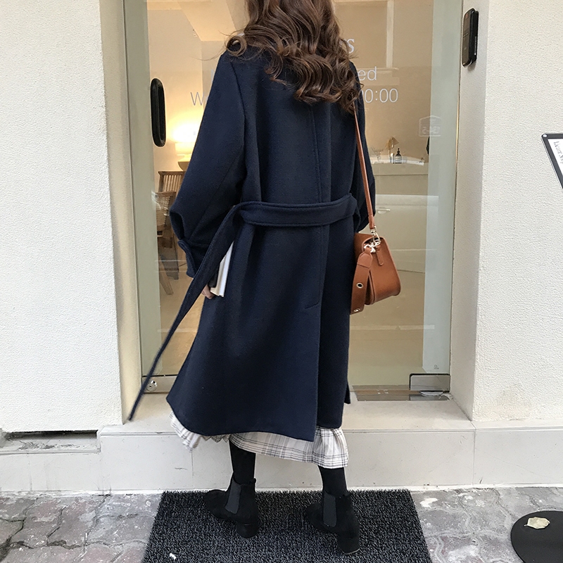 Giải phóng mặt bằng [ELINASEA] phiên bản Hàn Quốc hoang dã tự chế của vành đai đơn ngực ve áo sau khi chia tay áo dài nữ X