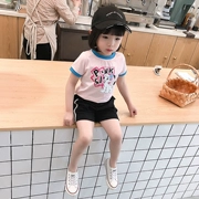 Cô gái phim hoạt hình in cotton T-Shirt 2018 mùa hè trẻ em mới của quần áo trẻ em Hàn Quốc ngắn tay bé t-shirt top