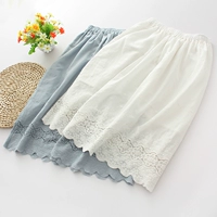 Японская свежая хлопковая летняя юбка, с вышивкой, эластичная талия
