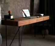 Nguyên bản sinh thái gỗ rắn thiết kế đồ nội thất bàn sắt rèn học Bàn máy tính Bắc Âu bàn viết - Đồ nội thất thiết kế