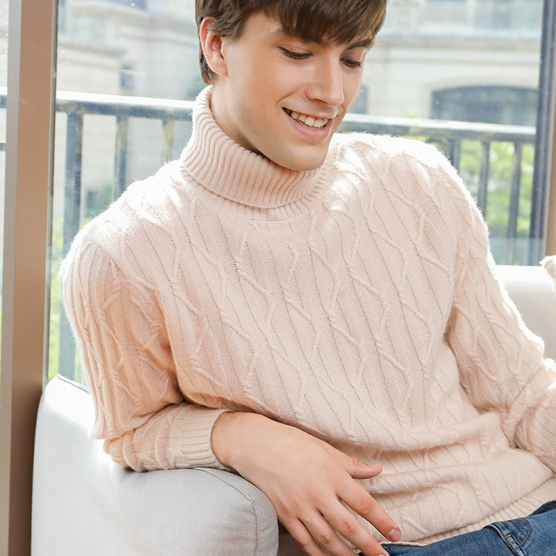 Mùa thu và mùa đông mới áo len cashmere dày cao cổ nam Hàn Quốc kích thước lớn áo len giản dị xu hướng áo len kim cương - Áo len Cashmere