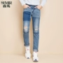 Quần jean nam Senma quần áo mùa đông thẳng nam eo thấp và quần denim đã giặt sạch phiên bản Hàn Quốc của học sinh quần short jean nam