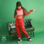 Xi Dance Hall Children trang phục khiêu vũ jazz đỏ rỗng quần kẻ sọc jazz hip hop thủy triều biểu diễn - Trang phục bộ trang phục múa bale đáng yêu