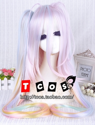 taobao agent TCOS H99 Game Life White COS Wig Mixed color gradient cosplay wig