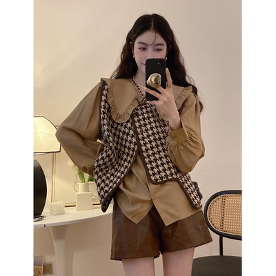taobao agent Autumn shorts, set, plus size, Chanel style, western style, three piece suit
