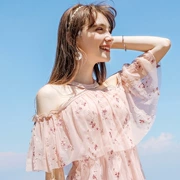 Mùa hè 2019 thương hiệu mới của phụ nữ gợi cảm từ cổ áo chic chic thêu voan - Váy eo cao