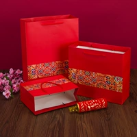 Красная большая праздничнная льняная сумка, упаковка, китайский стиль, подарок на день рождения, сделано на заказ