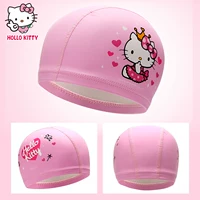 Mũ bơi cho bé gái Hello Kitty tóc dài dễ thương Mũ bơi hoạt hình Mũ PU Mũ Lycra thiết bị bơi - Mũ bơi 	combo mũ kính bơi	