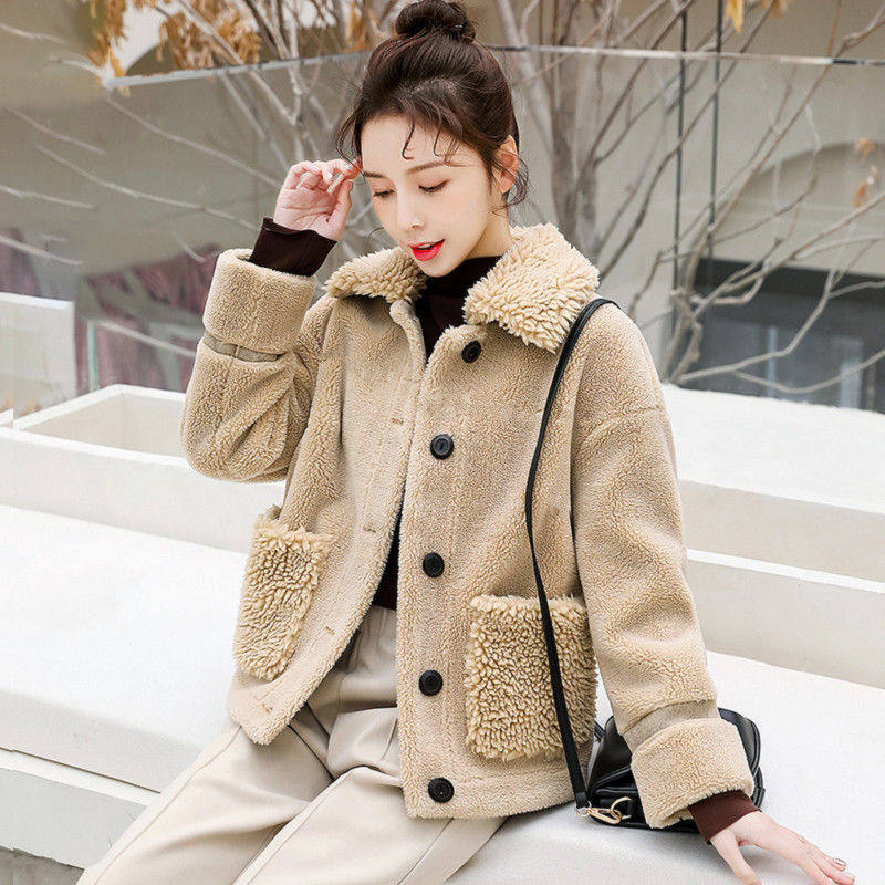 2019秋冬季新款羊羔毛外套女宽松羊剪绒皮草羊羔绒皮毛一体大衣女