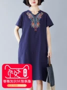 Bộ đếm chính hãng Onofrio Tang Shi rộng rãi cotton và váy lanh bốn mươi tuổi phụ nữ vải lanh mùa hè 2019 mới - Sản phẩm HOT