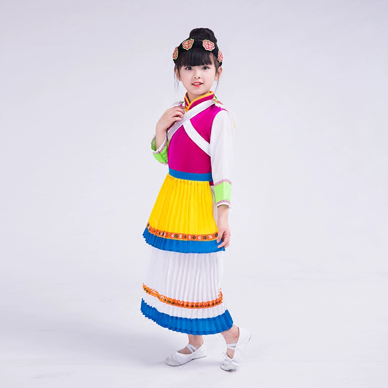 Ngày thiếu nhi Trẻ em Vân Nam Naxi Trang phục múa Trang phục biểu diễn Trang phục múa dân tộc thiểu số Lệ Giang Trang phục Pixing Dairi - Trang phục