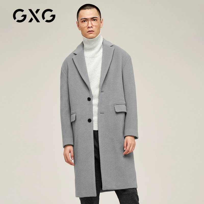 [Đặc biệt] Áo khoác len nam dài tay màu xám và xám hai tông màu GXG Men # 174826180 - Áo len