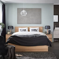 Malm High Bed Рамка Oak Veener Simple Modern Nordic Doubles Fashion Light Luxury Ikea Ikea покупка