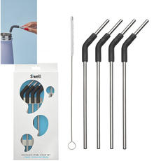 Коктейльные трубочки 美国正品swell不锈钢吸管套装4个吸管和1个吸管刷
