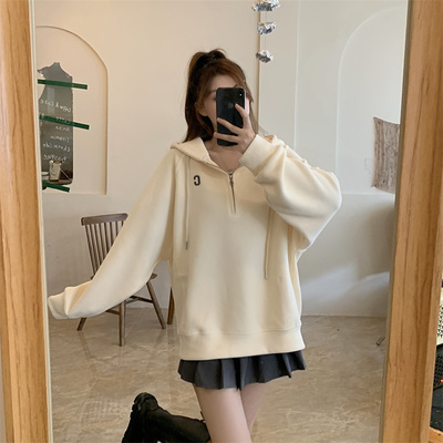 taobao agent Demi-season warm hoody, top, plus size, fitted