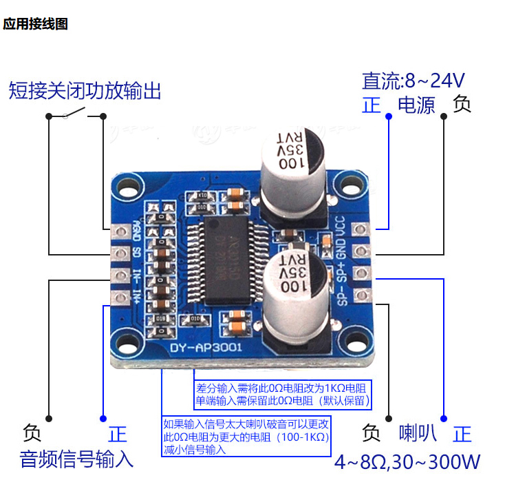 module khuếch đại âm thanh 10W/20W/30W Bộ Khuếch Đại Công Suất Cao Mô Đun Lớp D Bộ Khuếch Đại Kỹ Thuật Số Bảng 12V/24V DY-AP3001 module khuếch đại âm thanh module khuếch đại âm thanh