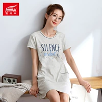 Fu Nilai mùa xuân và mùa hè của phụ nữ váy ngủ cotton thoáng khí thời trang giản dị hoạt hình đặt đầu về nhà váy ngủ nữ 16076 - Đêm đầm shop đầm đẹp