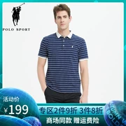 Áo thun thể thao nam Xia Paulo thêu áo thun nam tay ngắn kinh doanh cotton giản dị ve áo sọc áo polo nam - Polo