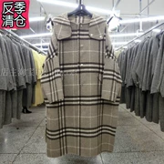Hàn Quốc khâu tay hai mặt áo len cashmere áo choàng lớn áo choàng khăn choàng vuông kẻ sọc dài phần nữ - Accentuated eo áo