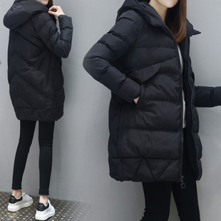 棉衣女中长款 冬季 2020新款 反季 韩版 宽松加厚学生连帽外套面包服