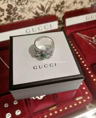 Gucci, ретро кольцо изумруд, серебро 925 пробы, с драгоценным камнем