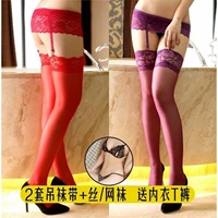 2 bộ đồ garter gợi cảm phù hợp với nữ cao ống ren dây đeo vớ vớ màu sling vớ Đồ lót châu Âu và Mỹ một nữ - Nịt Tất nịt tất