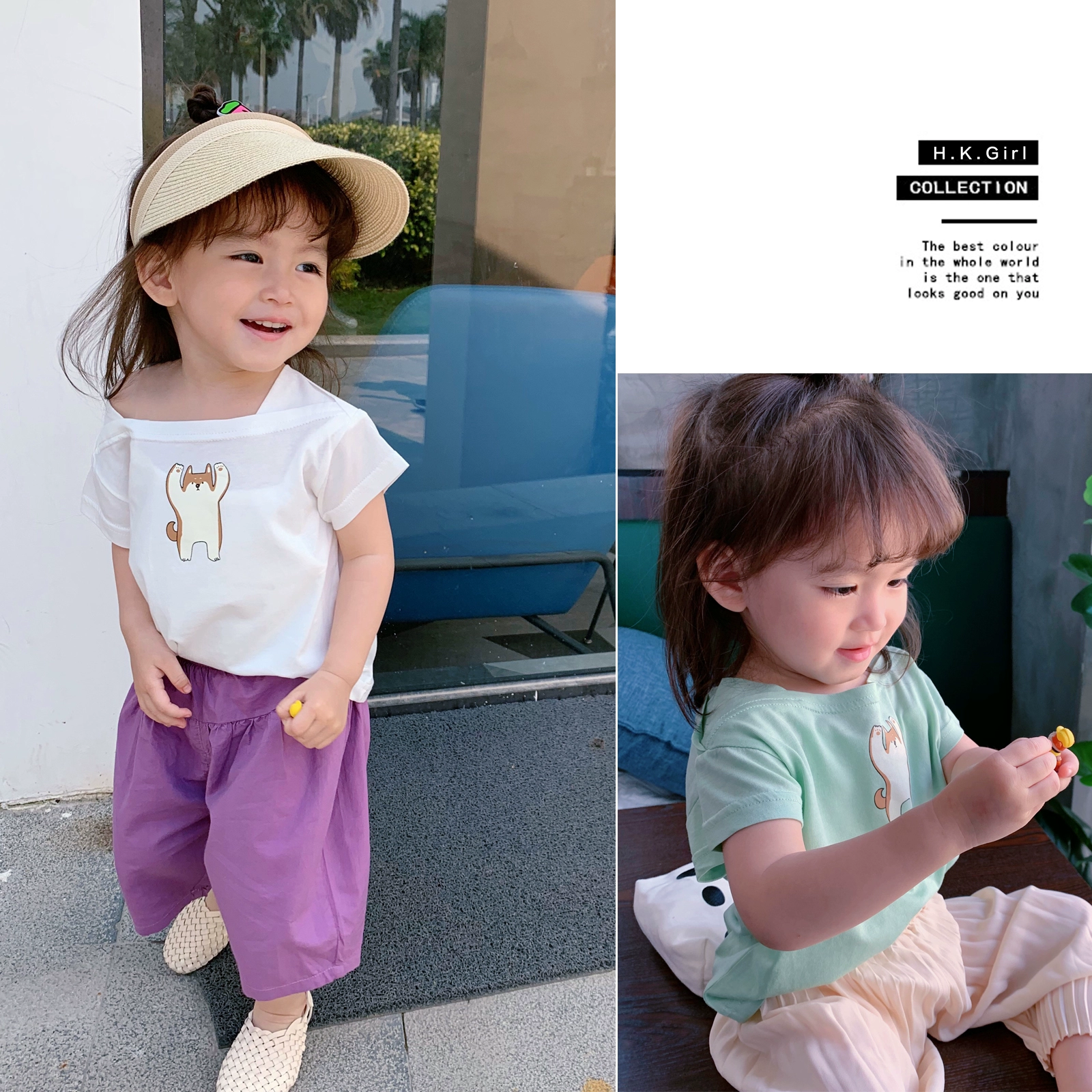 Quần áo bé gái xinh xắn Hồng Kông cho bé gái mùa hè 2018 Áo thun mới tay ngắn trẻ em kiểu nước ngoài mèo Hàn Quốc T - Áo thun