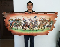 Монгольская кожаная живопись горизонтальная версия 1,6 метра двойной деревянный полюс внутренний монгольский характерный ручной