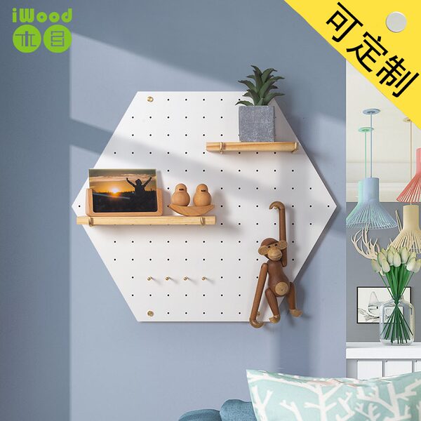 Шестиугольник стена верх стеллажи деревянный туннель панель мужской вход телевидение фон метоп ins декоративный полка