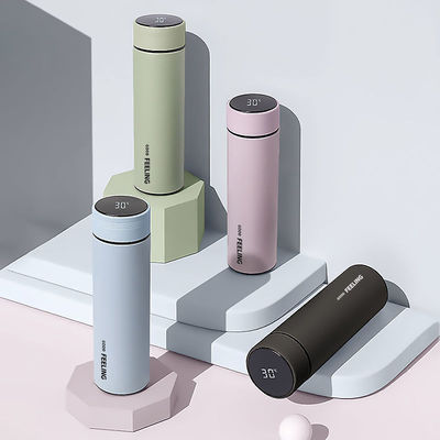 智能测温大容量304不锈钢保温杯男女学生可爱便携真空泡茶水杯子