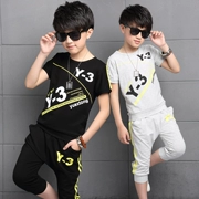 Nam big boy giản dị thể thao cotton phù hợp 2019 new boy mùa hè boy 15 nam 17 tay áo ngắn hai mảnh - Bộ đồ