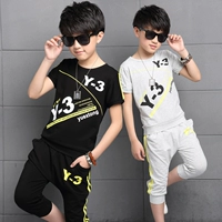 Nam big boy giản dị thể thao cotton phù hợp 2019 new boy mùa hè boy 15 nam 17 tay áo ngắn hai mảnh - Bộ đồ bộ đồ bảo hộ lao động