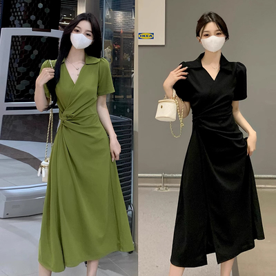 taobao agent Brace, advanced summer dress, plus size, fitted, high-quality style, polo collar