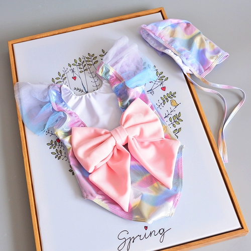 Брендовый детский купальник, костюм с бантиком