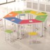 Bàn ghế mẫu giáo đơn giản bàn đào tạo bàn ghế trường học lớp đôi nhiều màu tùy chọn lớp mẫu giáo bàn học sinh - Nội thất giảng dạy tại trường Nội thất giảng dạy tại trường
