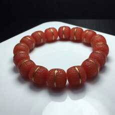 Ювелирные камни 【 南红·搓金手链】 【规格】14mm 【重量】71.1克