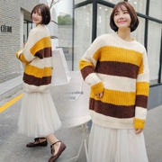 Phiên bản Hàn Quốc của OL lady Xiaoxiang phong cách thời trang mùa thu mới màu phù hợp với áo len giản dị Áo len boho - Áo len thể thao / dòng may