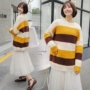 Phiên bản Hàn Quốc của OL lady Xiaoxiang phong cách thời trang mùa thu mới màu phù hợp với áo len giản dị Áo len boho - Áo len thể thao / dòng may áo cardigan nam