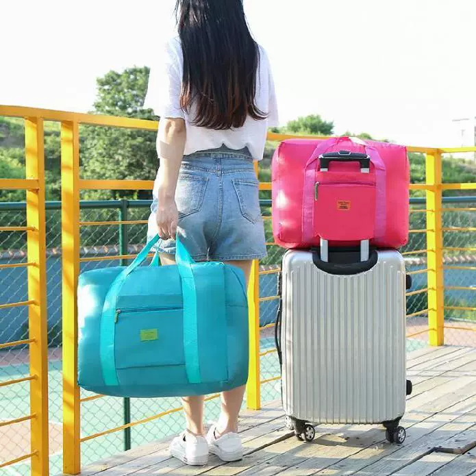 Túi xách tay sinh viên khoảng cách dài và ngắn túi hành lý xách tay đơn giản túi du lịch có thể gấp lại có thể được đặt trên thanh trên thanh - Túi du lịch